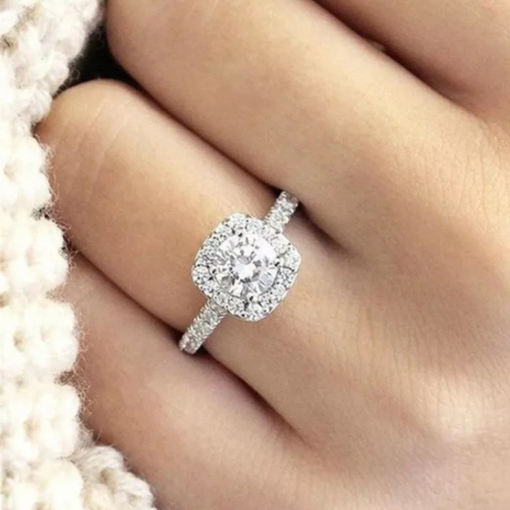 18K White Sapphire 925 Sterling silver Ring - Picture 4 of 5